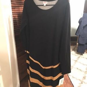 Lularoe Debbie Black Gold Sparkle Dress New XL